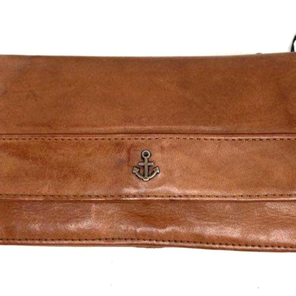 Harbour 2nd Men's Brown Pocket Size Slim Style Luja Flap Zipper Leather Wallet
